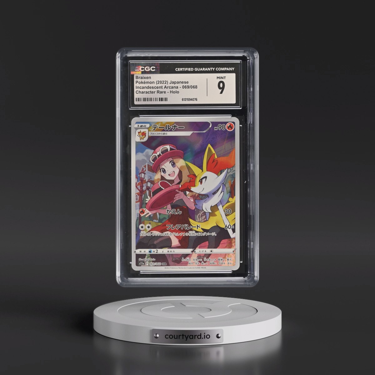 2022 Incandescent Arcana #069/068 Braixen - Character Rare Holo (CGC 9 MINT)
