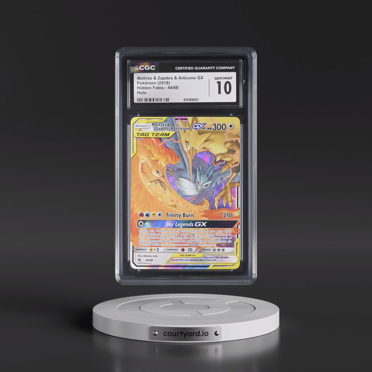 2019 Hidden Fates #44/68 Moltres & Zapdos & Articuno GX - Holo (CGC 10 GEM MINT)
