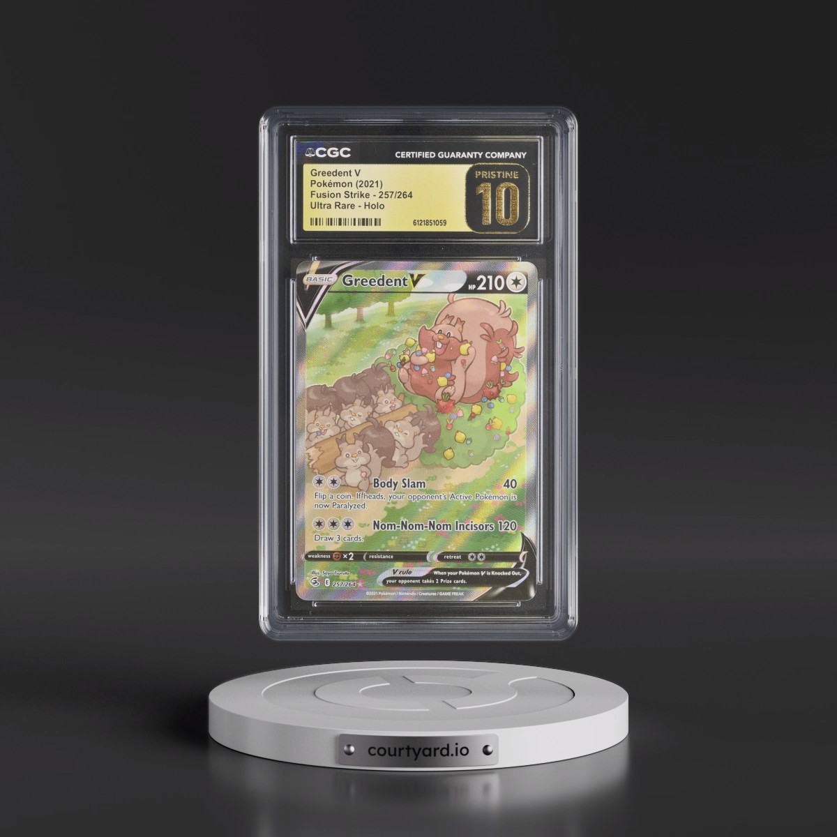 2019 Fusion Strike #257/264 Greedent V - Ultra Rare Holo (CGC 10 PRISTINE)