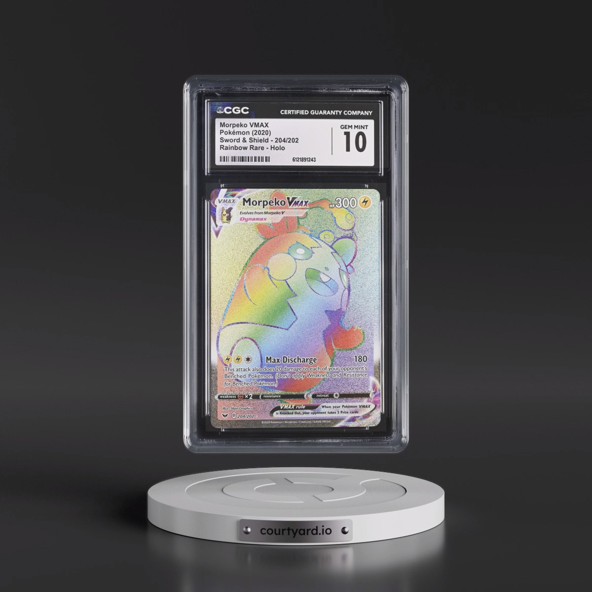 2020 Sword & Shield #204/202 Morpeko VMAX - Rainbow Rare Holo (CGC 10 GEM MINT)