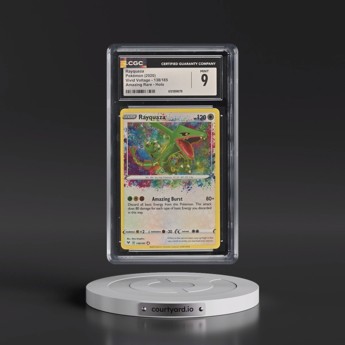 2020 Vivid Voltage #138/185 Rayquaza - Amazing Rare Holo (CGC 9 MINT)