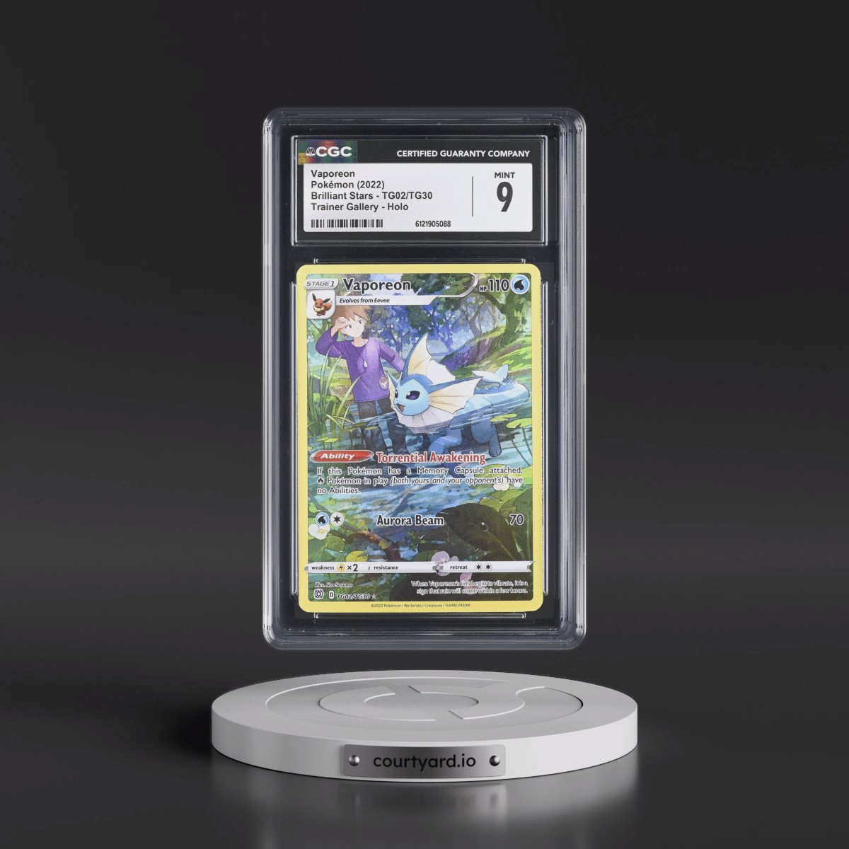 2022 Brilliant Stars #TG02/TG30 Vaporeon - Trainer Gallery Holo (CGC 9 MINT)