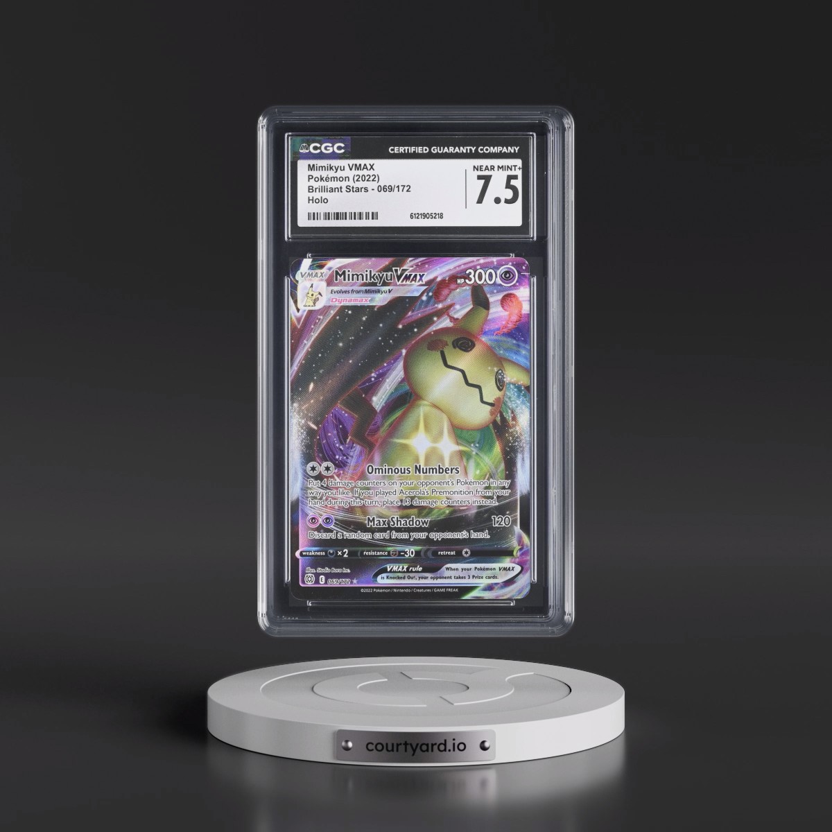 2022 Brilliant Stars #069/172 Mimikyu VMAX - Holo (CGC 7.5 NM+)