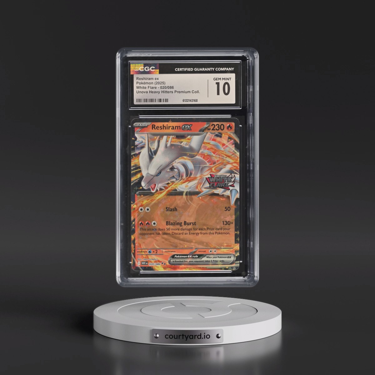 2025 White Flare - WHT EN #020/086 Reshiram ex - Unova Heavy Hitters Premium Collection (Holo) (CGC 10 GEM MINT)
