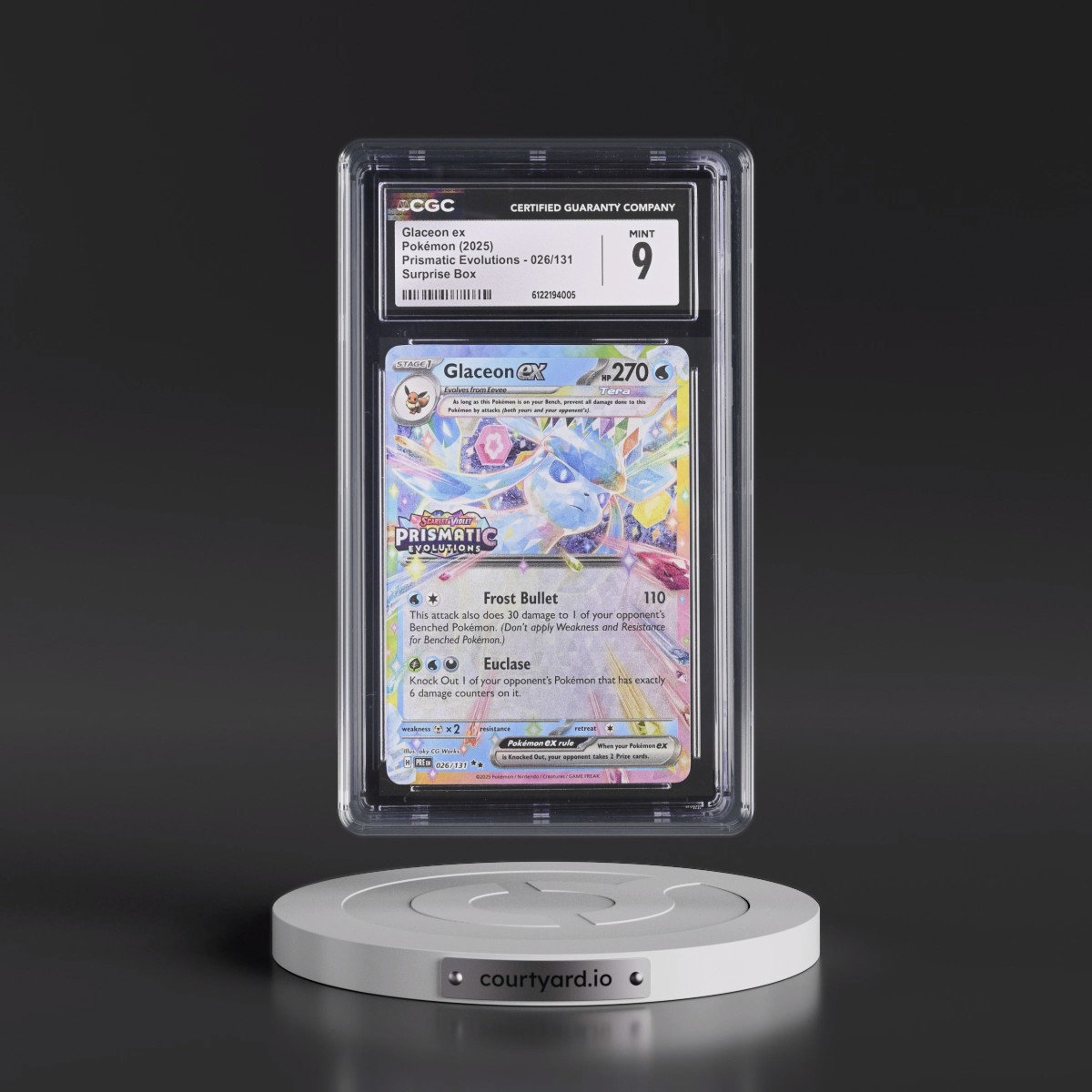 2024 Prismatic Evolutions - PRE EN #026/131 Glaceon ex - Surprise Box (Prismatic Evolutions Stamp) (Holo) (CGC 9 MINT)