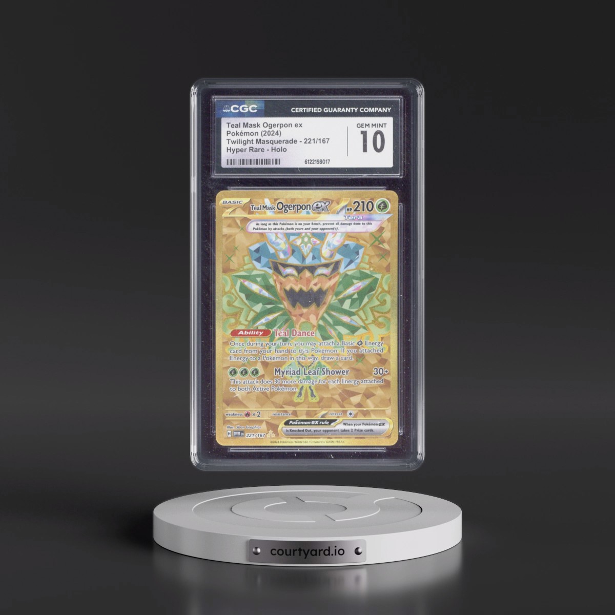 2024 Twilight Masquerade - TWM EN #221/167 Teal Mask Ogerpon ex - Hyper Rare Holo (CGC 10 GEM MINT)