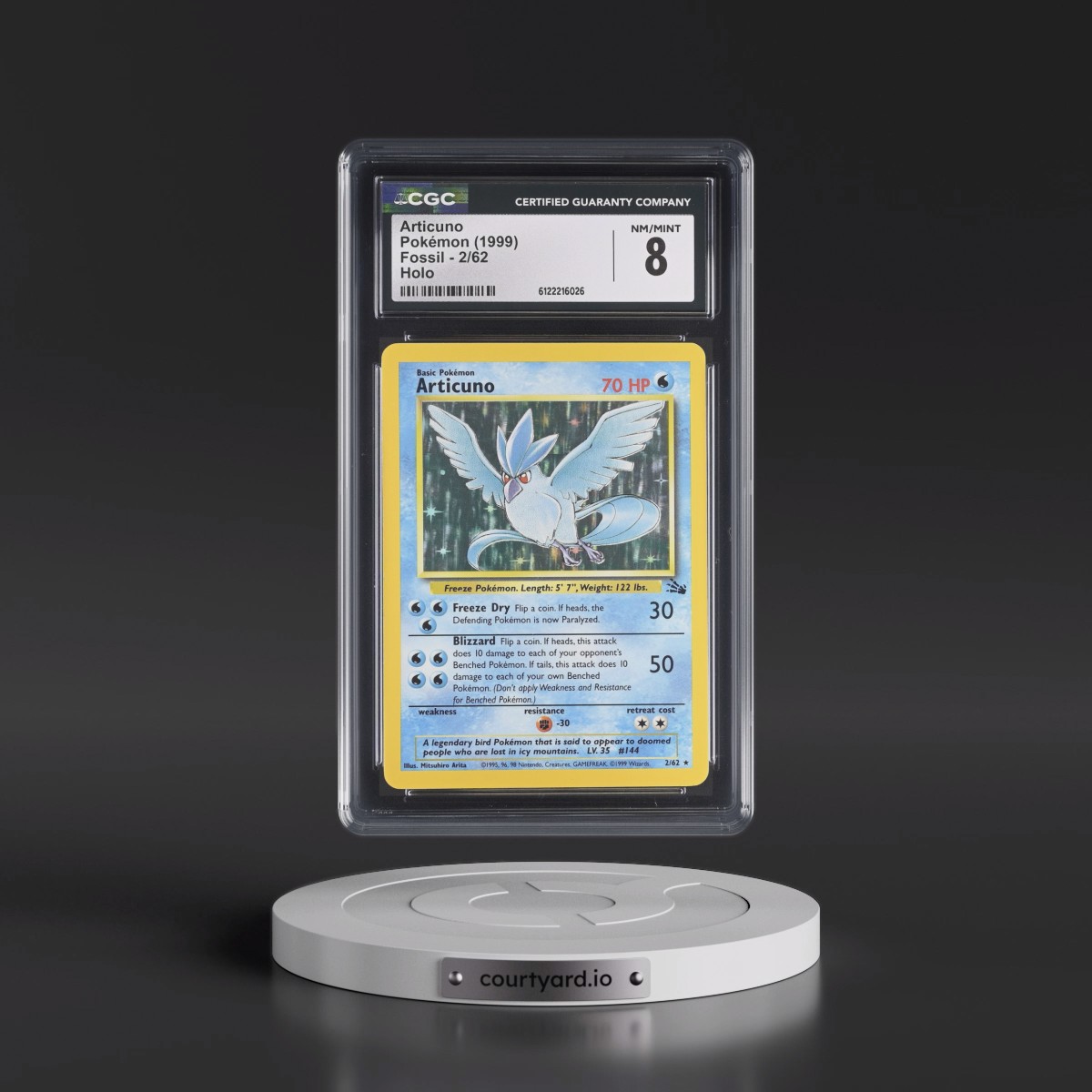 1999 Fossil #2/62 Articuno - Galaxy Star Holo (CGC 8 NM-MT)