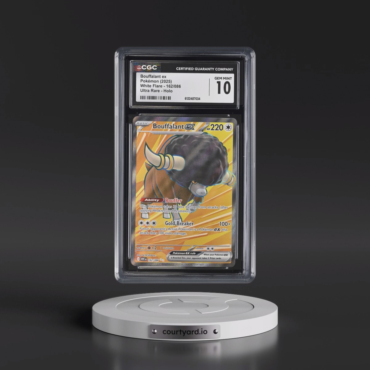 2025 White Flare - WHT EN #162/086 Bouffalant ex - Ultra Rare Holo (CGC 10 GEM MINT)