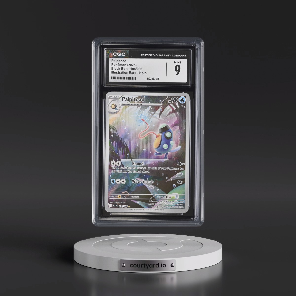 2025 Black Bolt - BLK EN #104/086 Palpitoad - Illustration Rare Holo (CGC 9 MINT)