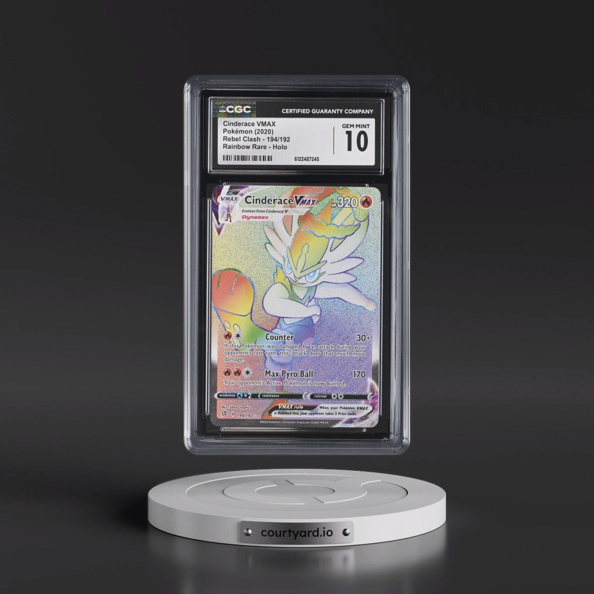2020 Rebel Clash #194/192 Cinderace VMAX - Rainbow Rare Holo (CGC 10 GEM MINT)