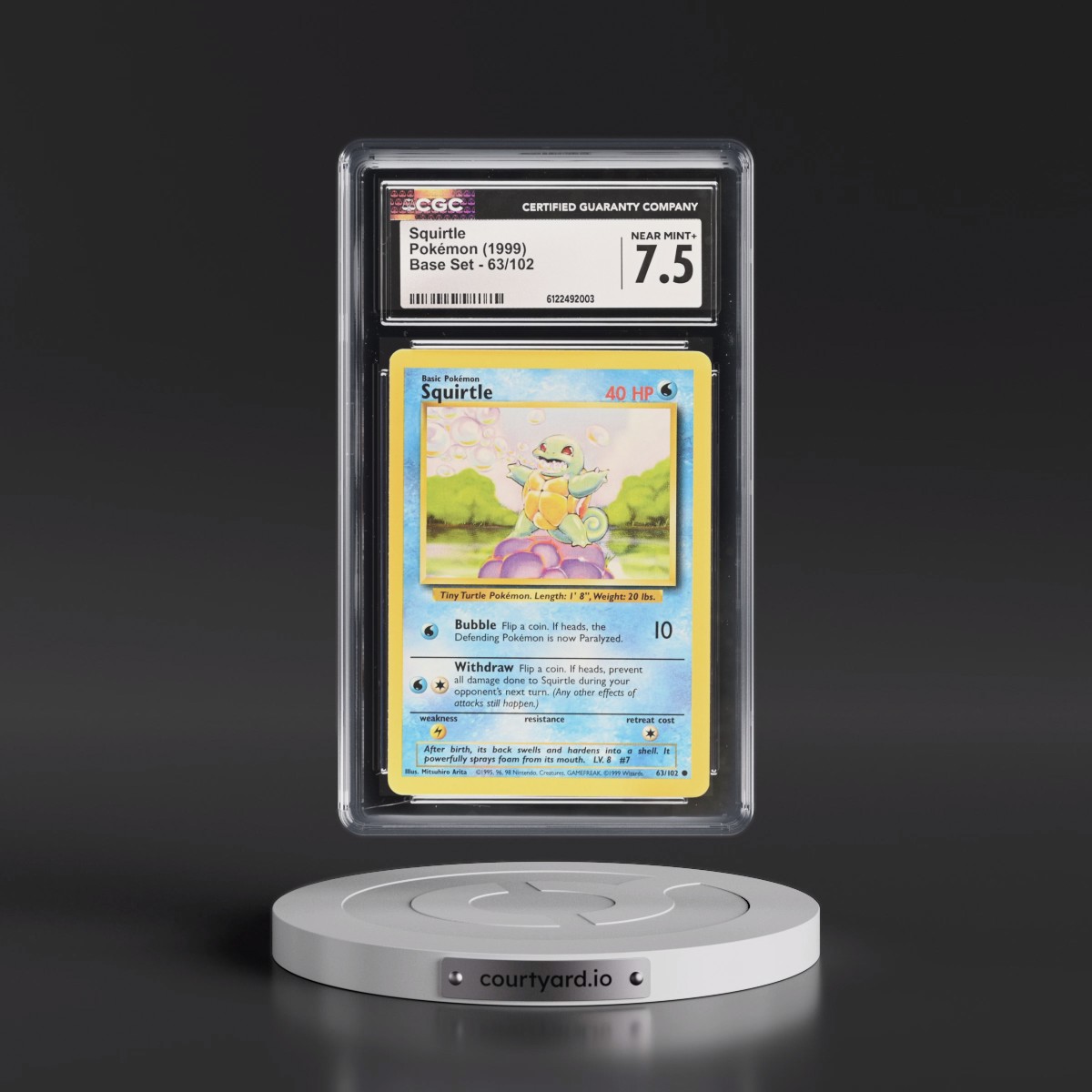 1999 Base Set #63/102 Squirtle (CGC 7.5 NM+)