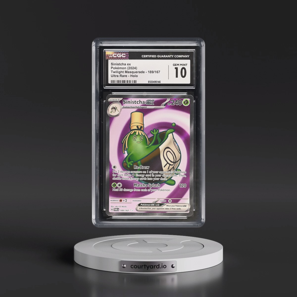 2024 Twilight Masquerade - TWM EN #189/167 Sinistcha ex - Ultra Rare Holo (CGC 10 GEM MINT)