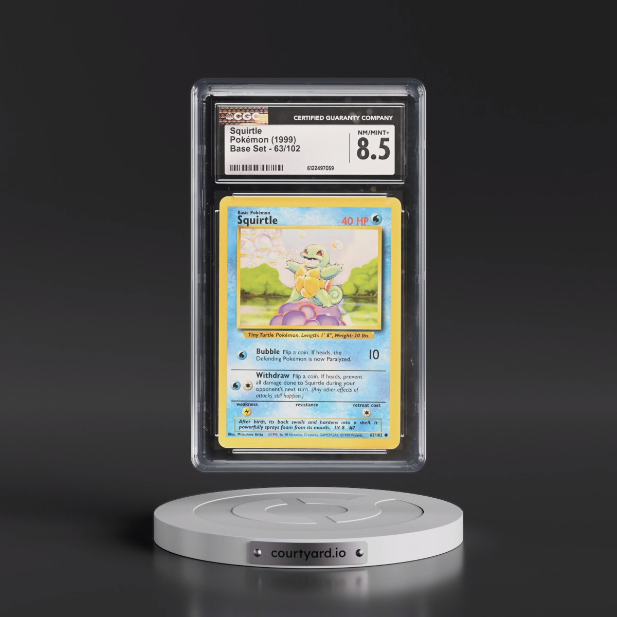 1999 Base Set #63/102 Squirtle (CGC 8.5 NM-MT+)