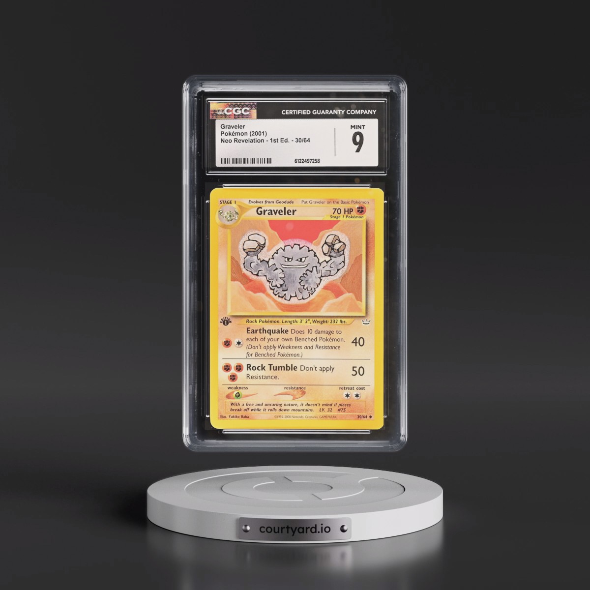 2001 Neo Revelation #30/64 Graveler - 1st Edition (CGC 9 MINT)