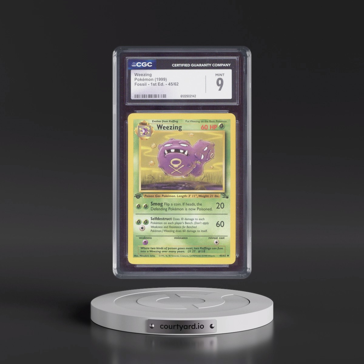 1999 Fossil #45/62 Weezing - 1st Edition 1st Edition (CGC 9 MINT)