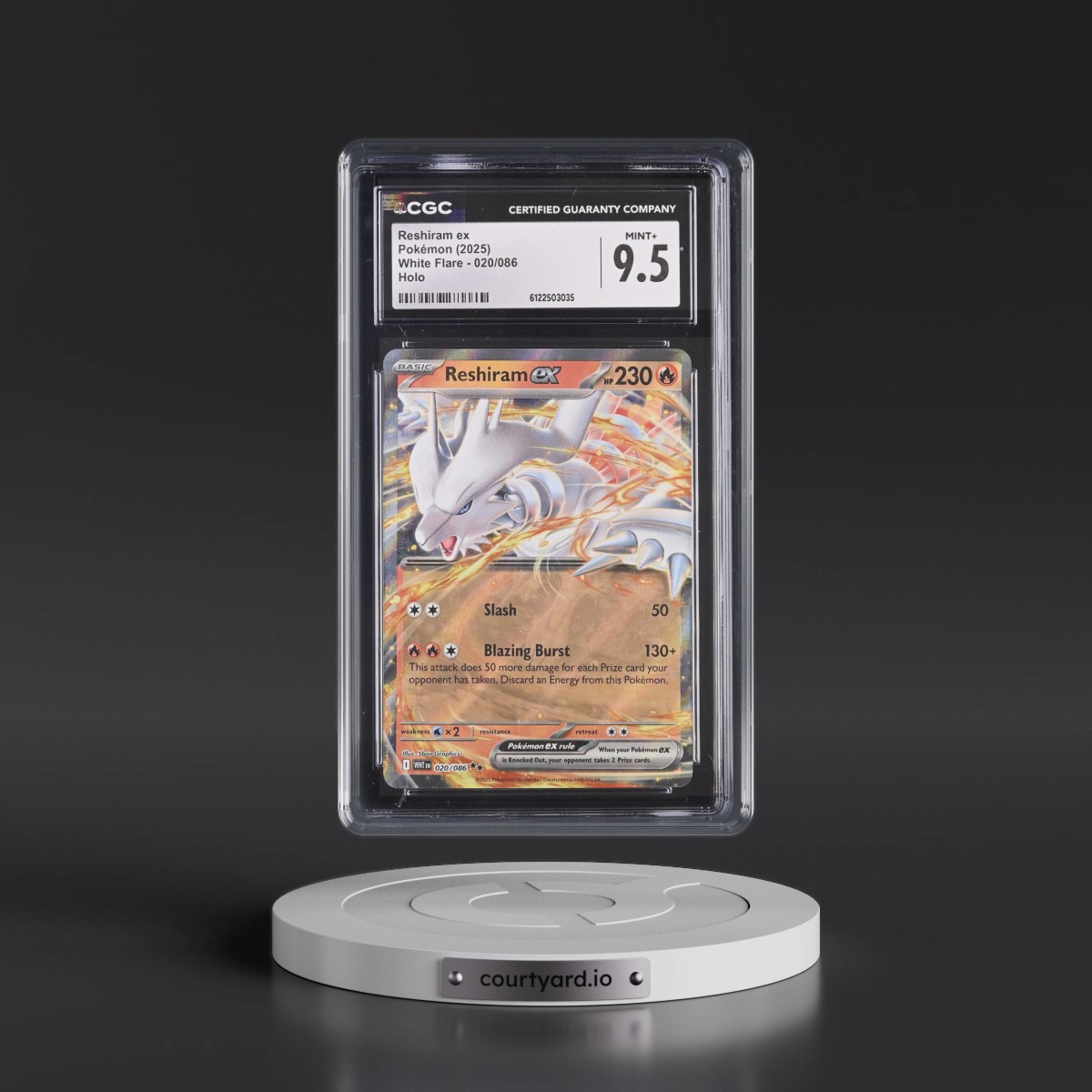 2025 White Flare - WHT EN #020/086 Reshiram ex - Holo (CGC 9.5 MINT+)