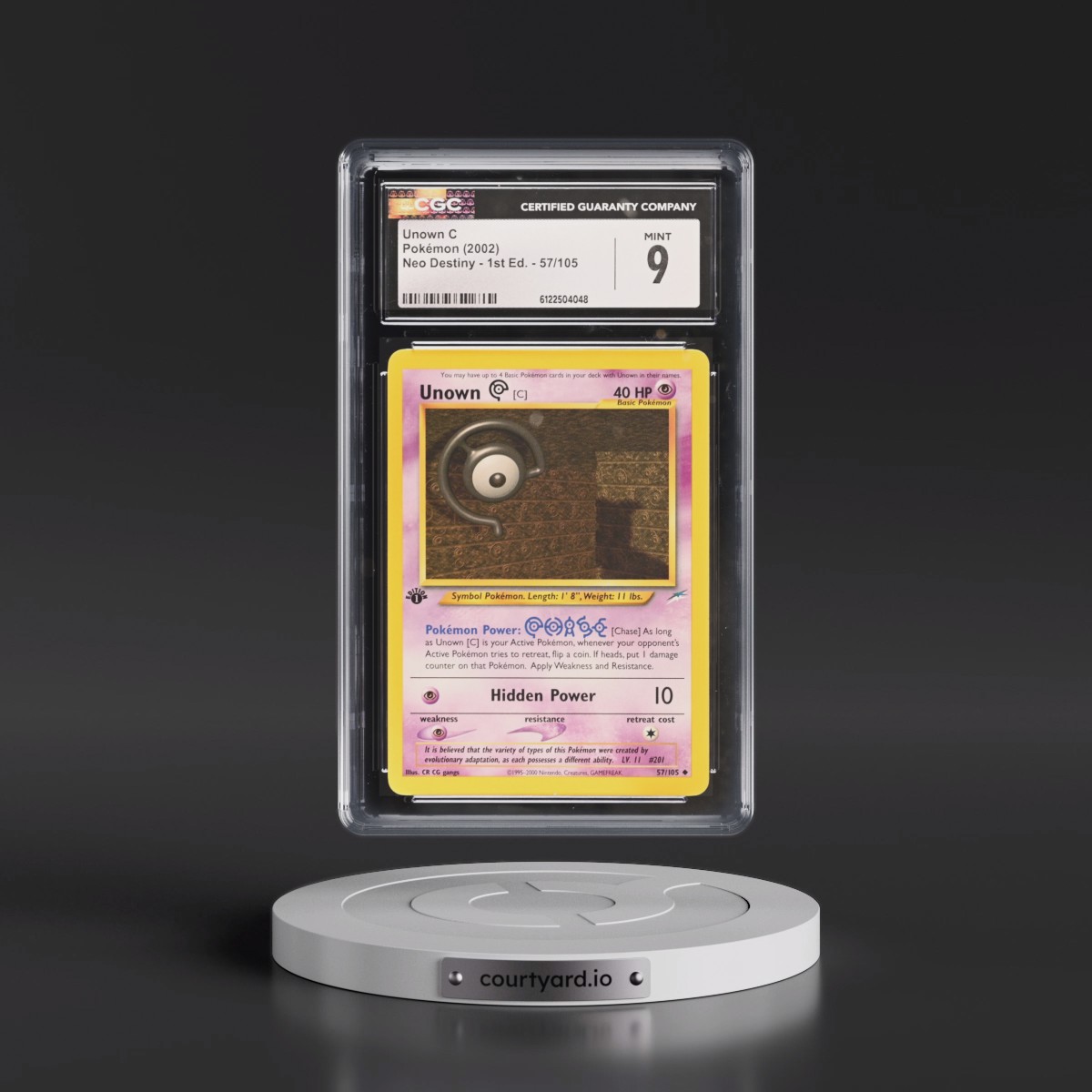 2002 Neo Destiny #57/105 Unown C - 1st Edition 1st Edition (CGC 9 MINT)