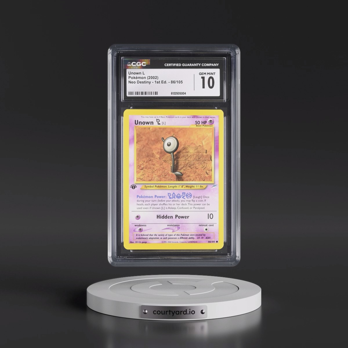 2002 Neo Destiny Unown L - 1st Edition #86/105 CGC 10