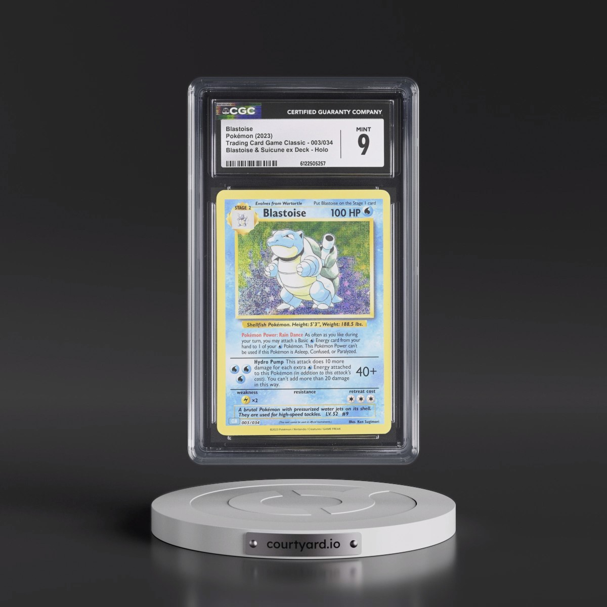 2023 Trading Card Game Classic - CLV, CLC, CLB #003/034 Blastoise - Blastoise & Suicune ex Deck - CLB Holo (CGC 9 MINT)