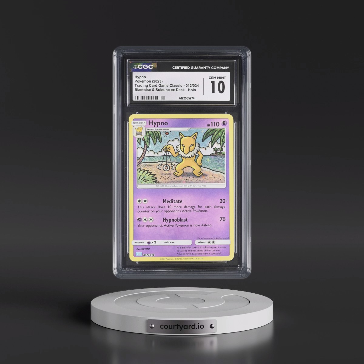 2023 Trading Card Game Classic - CLV, CLC, CLB #012/034 Hypno - Blastoise & Suicune ex Deck - CLB Holo (CGC 10 GEM MINT)