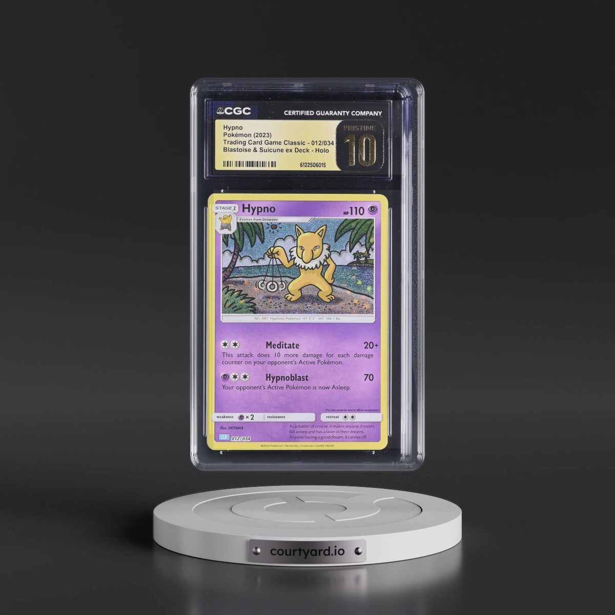2023 Trading Card Game Classic - CLV, CLC, CLB #012/034 Hypno - Blastoise & Suicune ex Deck - CLB Holo (CGC 10 PRISTINE)