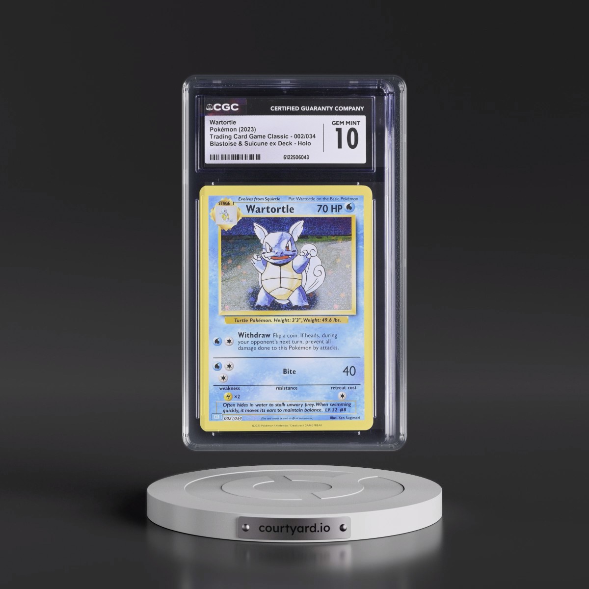 2023 Trading Card Game Classic - CLV, CLC, CLB #002/034 Wartortle - Blastoise & Suicune ex Deck - CLB Holo (CGC 10 GEM MINT)