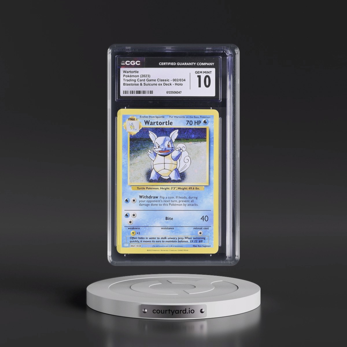2023 Trading Card Game Classic - CLV, CLC, CLB #002/034 Wartortle - Blastoise & Suicune ex Deck - CLB Holo (CGC 10 GEM MINT)