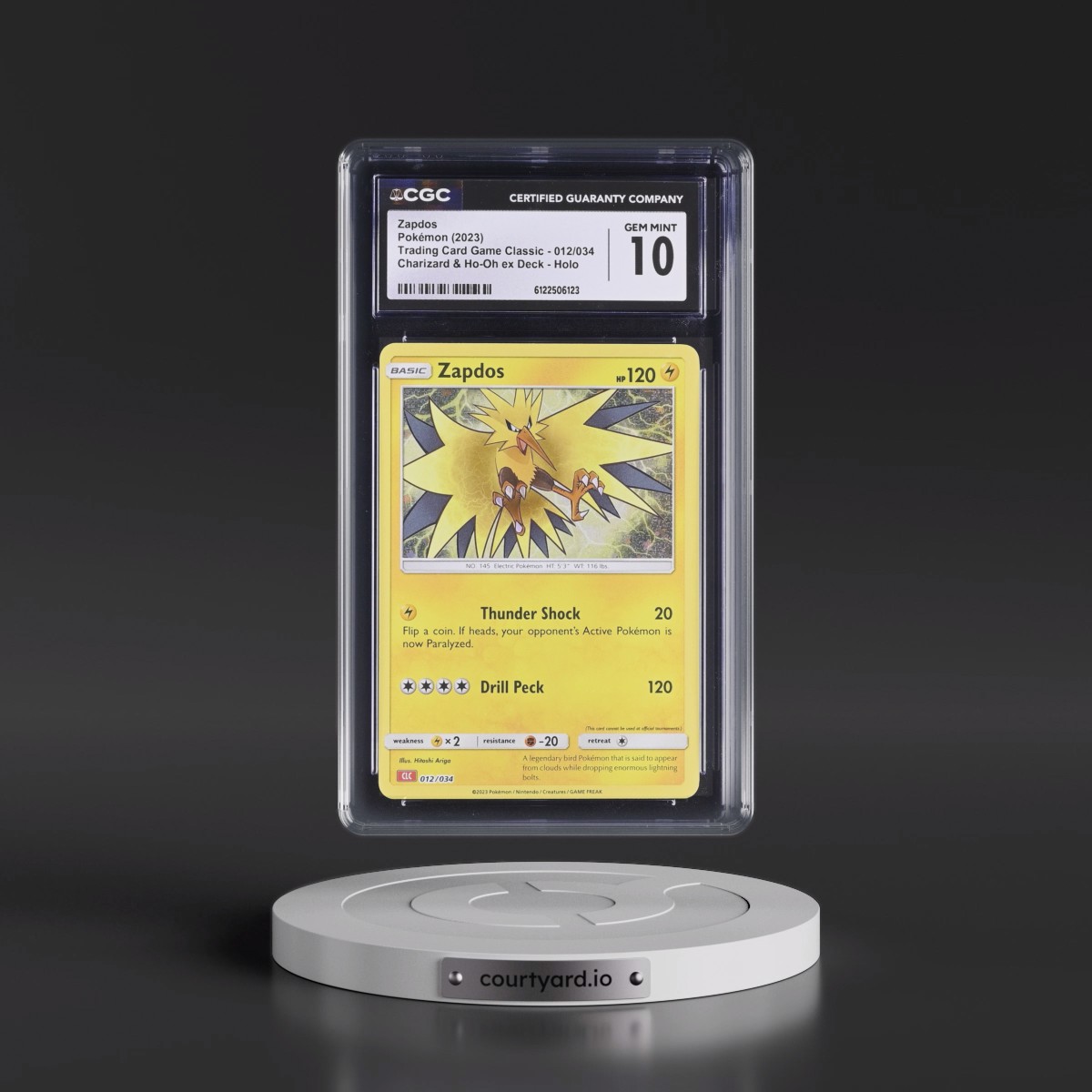 2023 Trading Card Game Classic - CLV, CLC, CLB #012/034 Zapdos - Charizard & Ho-Oh ex Deck - CLC Holo (CGC 10 GEM MINT)