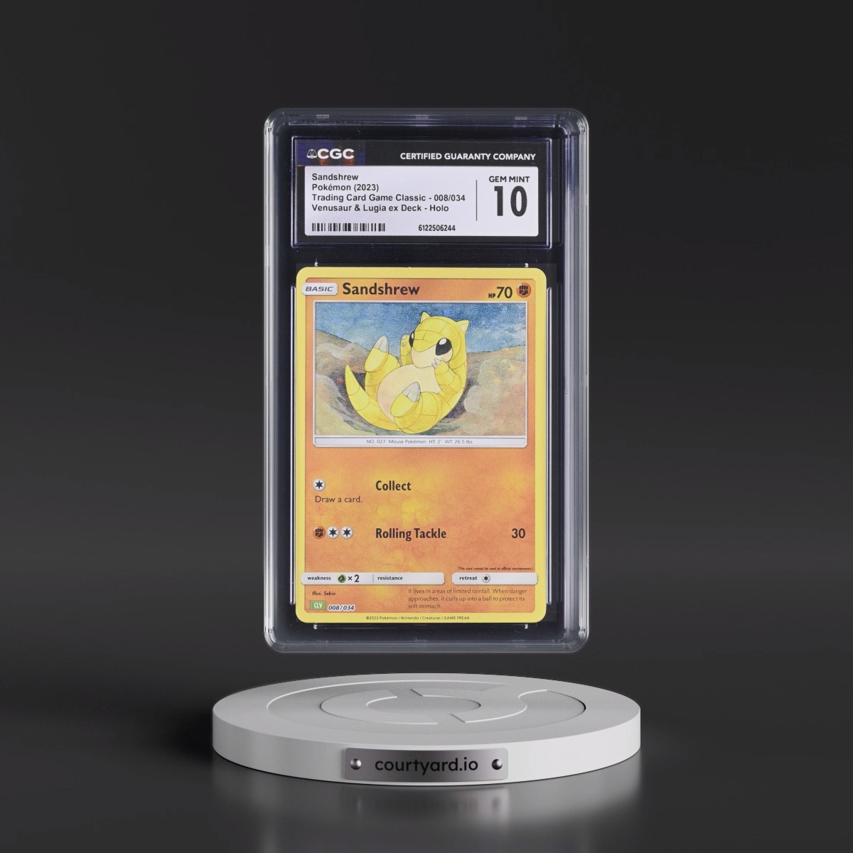 2023 Trading Card Game Classic - CLV, CLC, CLB #008/034 Sandshrew - Venusaur & Lugia ex Deck - CLV Holo (CGC 10 GEM MINT)