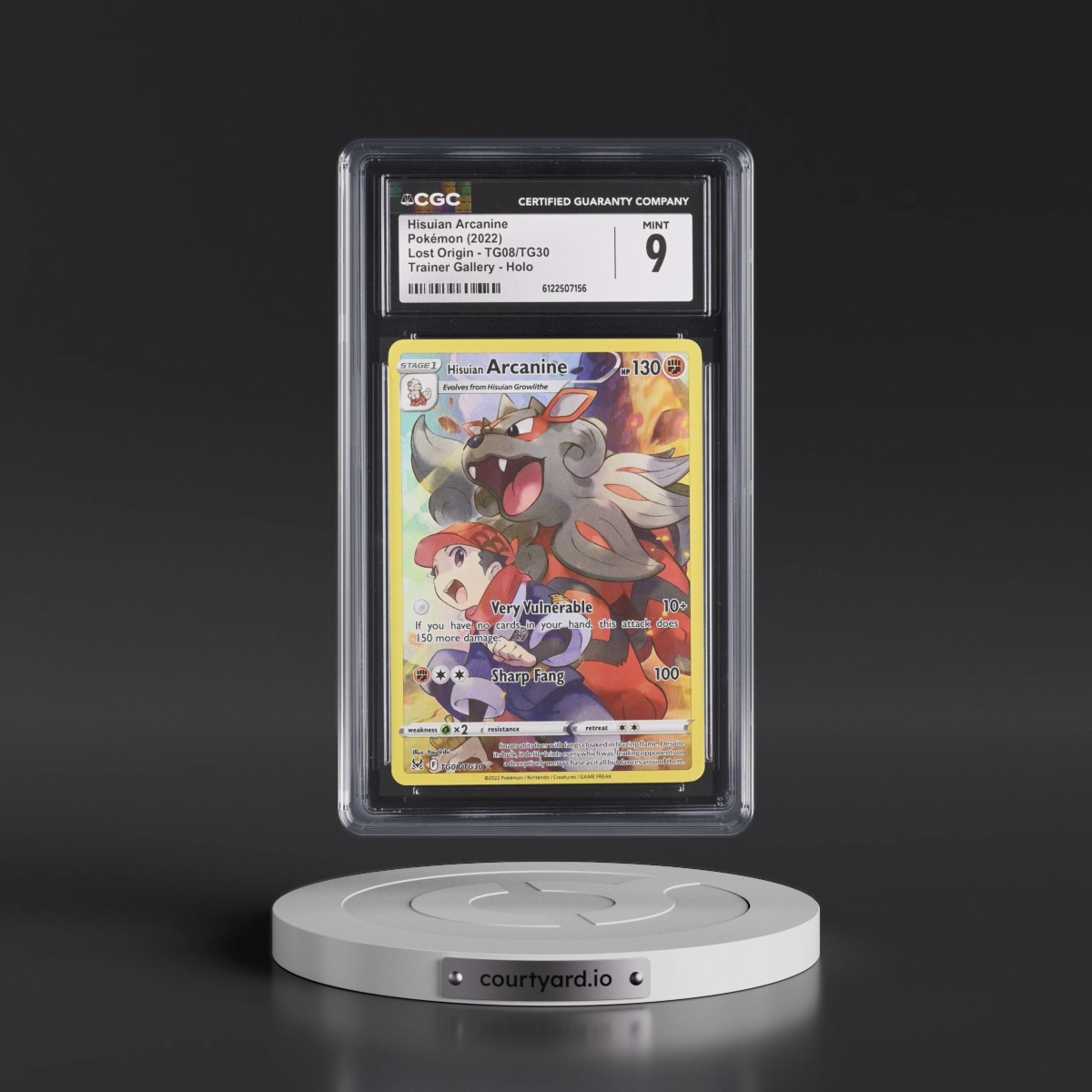 2022 Lost Origin #TG08/TG30 Hisuian Arcanine - Trainer Gallery Holo (CGC 9 MINT)