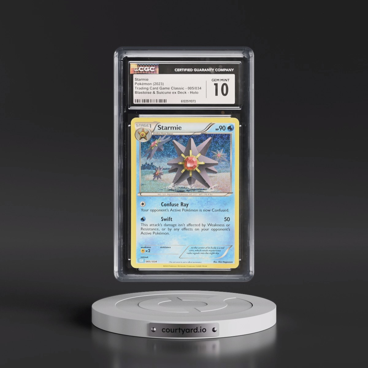 2023 Trading Card Game Classic - CLV, CLC, CLB #005/034 Starmie - Blastoise & Suicune ex Deck - CLB Holo (CGC 10 GEM MINT)