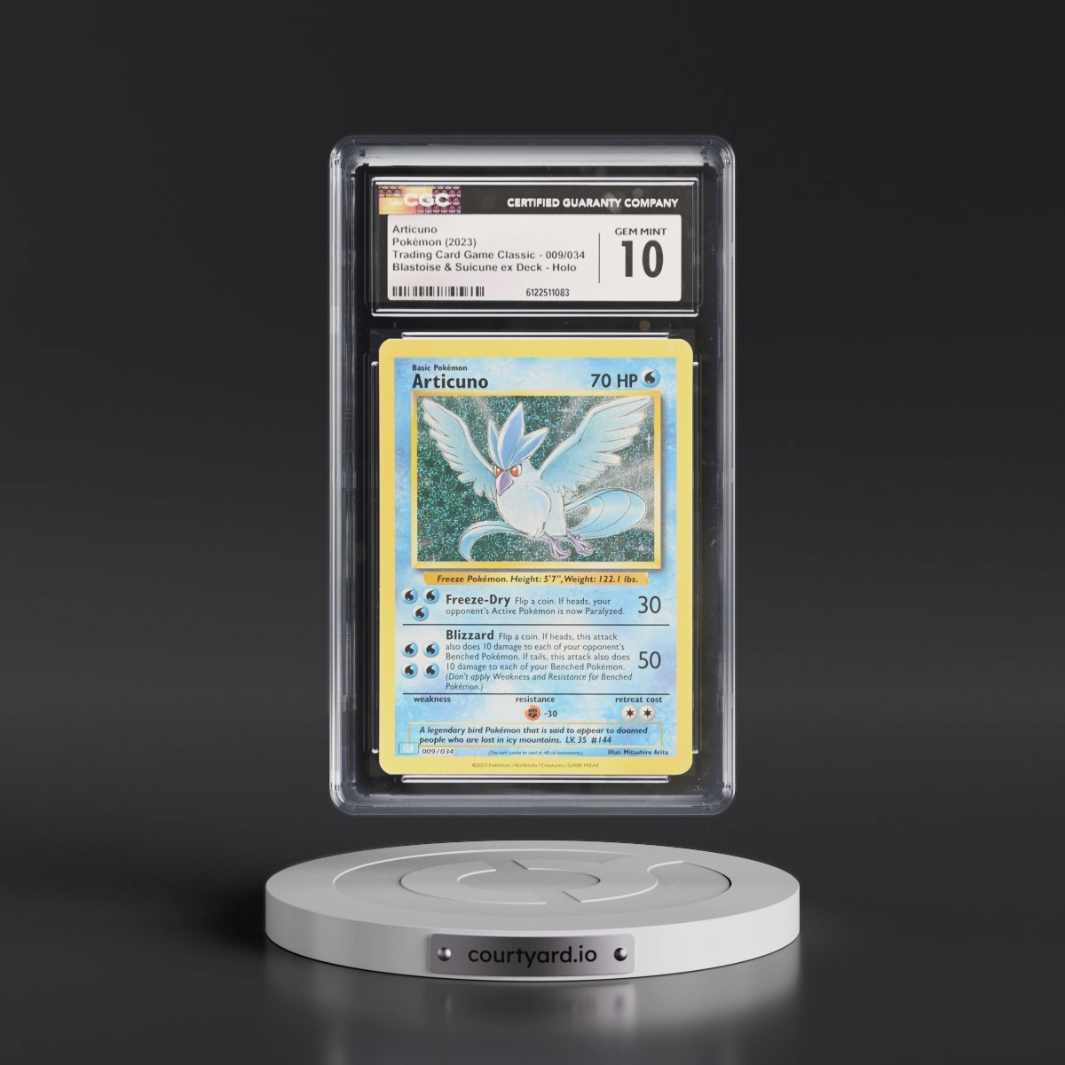 2023 Trading Card Game Classic - CLV, CLC, CLB #009/034 Articuno - Blastoise & Suicune ex Deck - CLB Holo (CGC 10 GEM MINT)