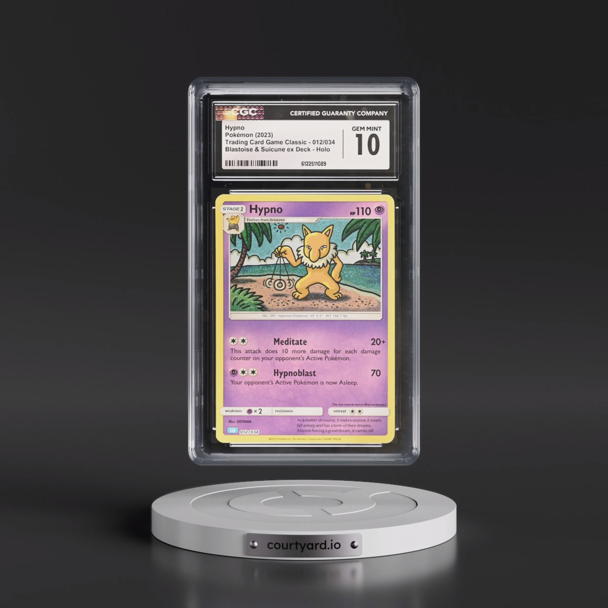 2023 Trading Card Game Classic - CLV, CLC, CLB #012/034 Hypno - Blastoise & Suicune ex Deck - CLB Holo (CGC 10 GEM MINT)