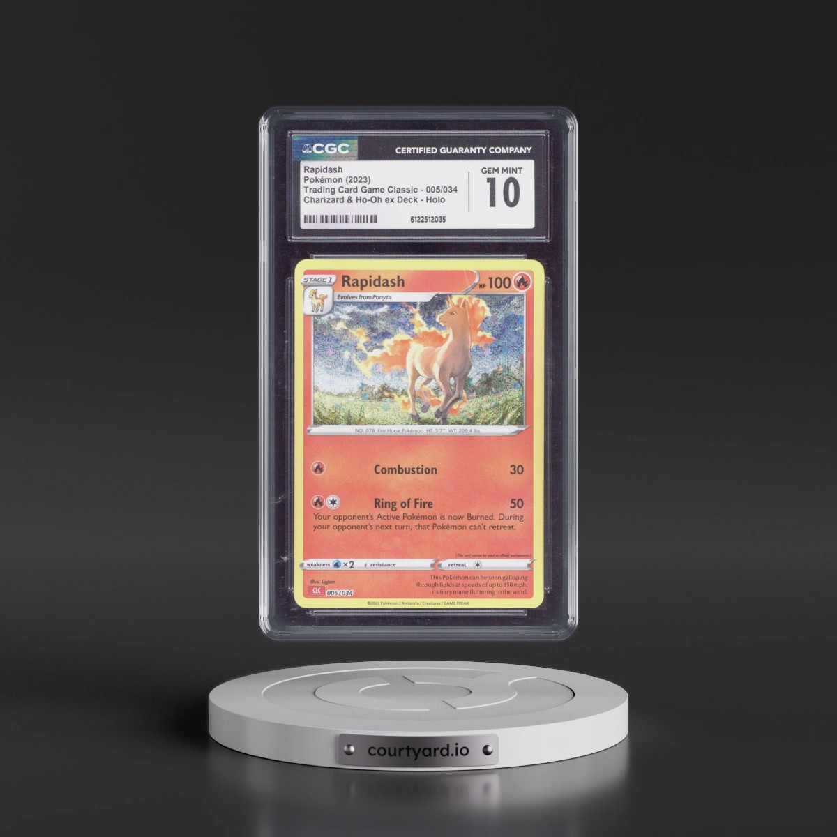 2023 Trading Card Game Classic - CLV, CLC, CLB #005/034 Rapidash - Charizard & Ho-Oh ex Deck - CLC Holo (CGC 10 GEM MINT)