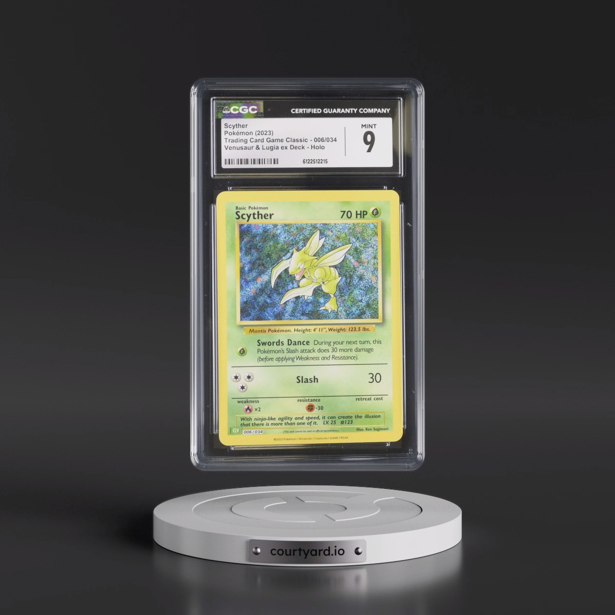 2023 Trading Card Game Classic - CLV, CLC, CLB #006/034 Scyther - Venusaur & Lugia ex Deck - CLV Holo (CGC 9 MINT)