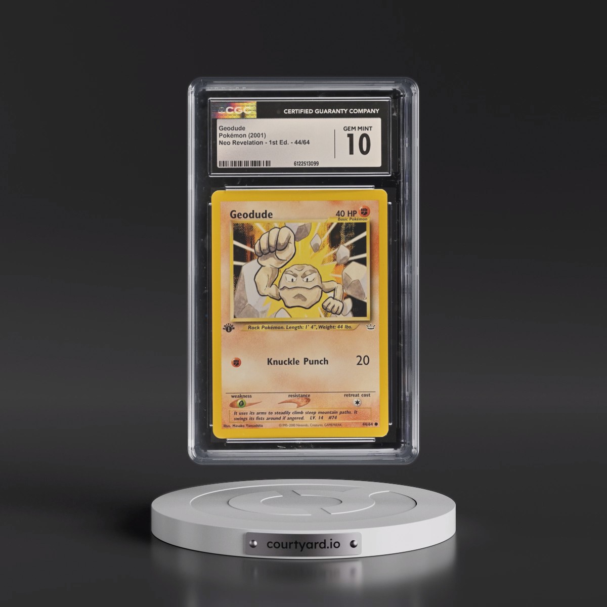 2001 Neo Revelation #44/64 Geodude - 1st Edition (CGC 10 GEM MINT)