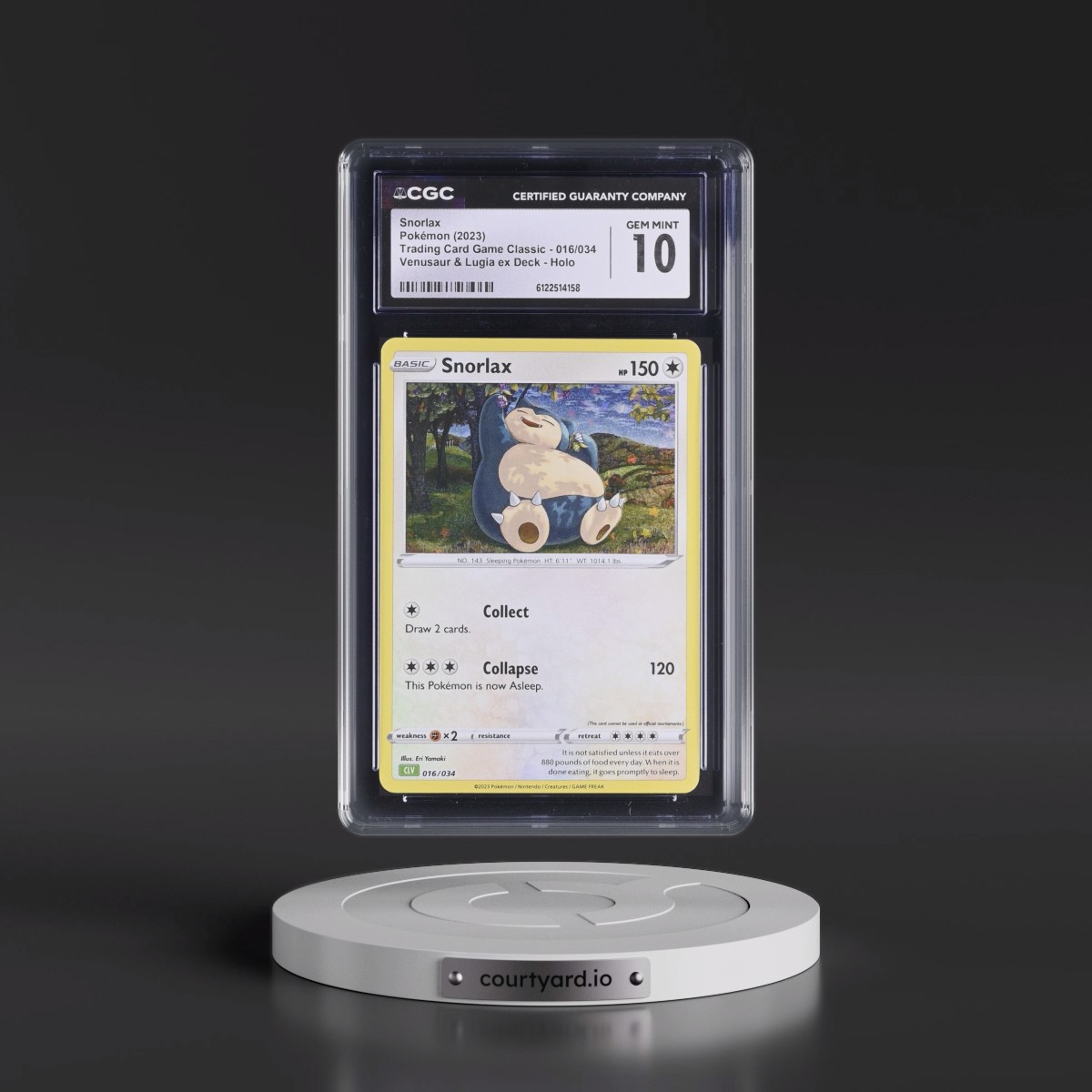 2023 Trading Card Game Classic - CLV, CLC, CLB #016/034 Snorlax - Venusaur & Lugia ex Deck - CLV Holo (CGC 10 GEM MINT)