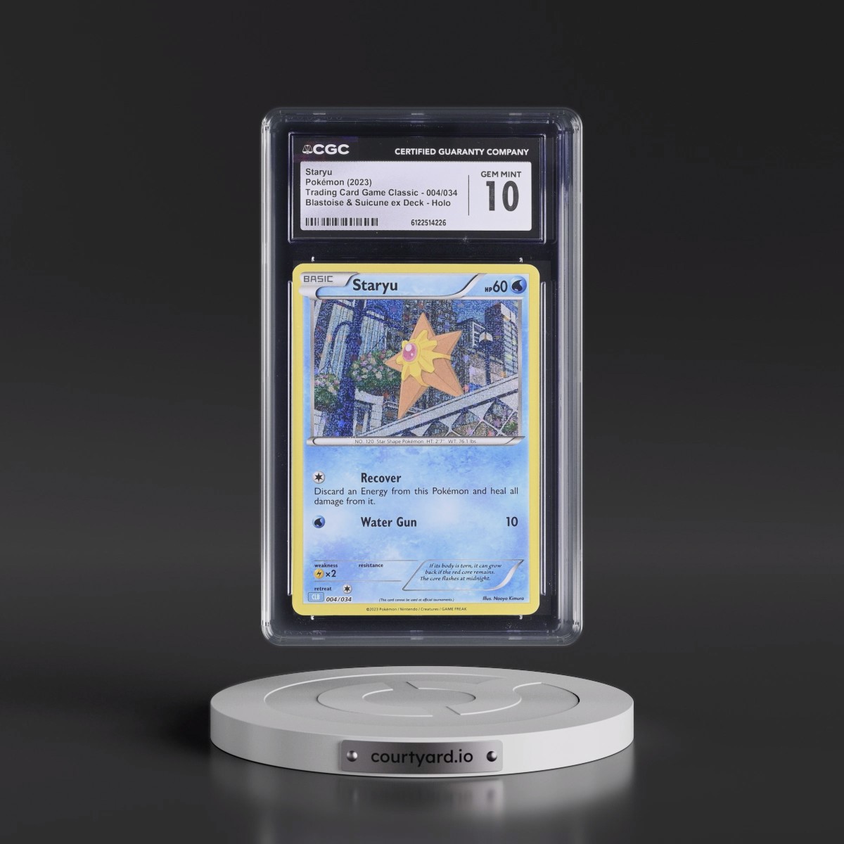 2023 Trading Card Game Classic - CLV, CLC, CLB #004/034 Staryu - Blastoise & Suicune ex Deck - CLB Holo (CGC 10 GEM MINT)
