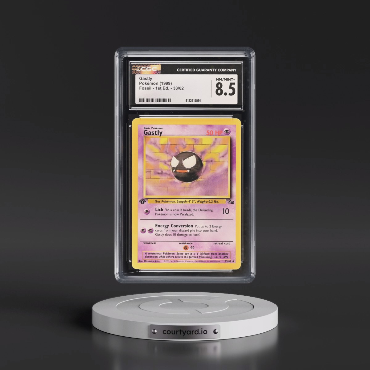 1999 Fossil #33/62 Gastly - 1st Edition 1st Edition (CGC 8.5 NM-MT+)
