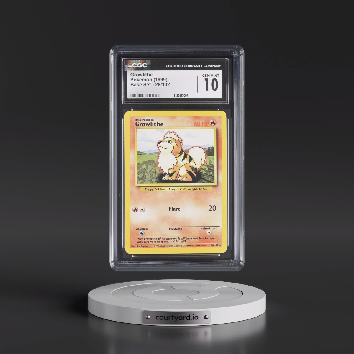 1999 Base Set #28/102 Growlithe (CGC 10 GEM MINT)