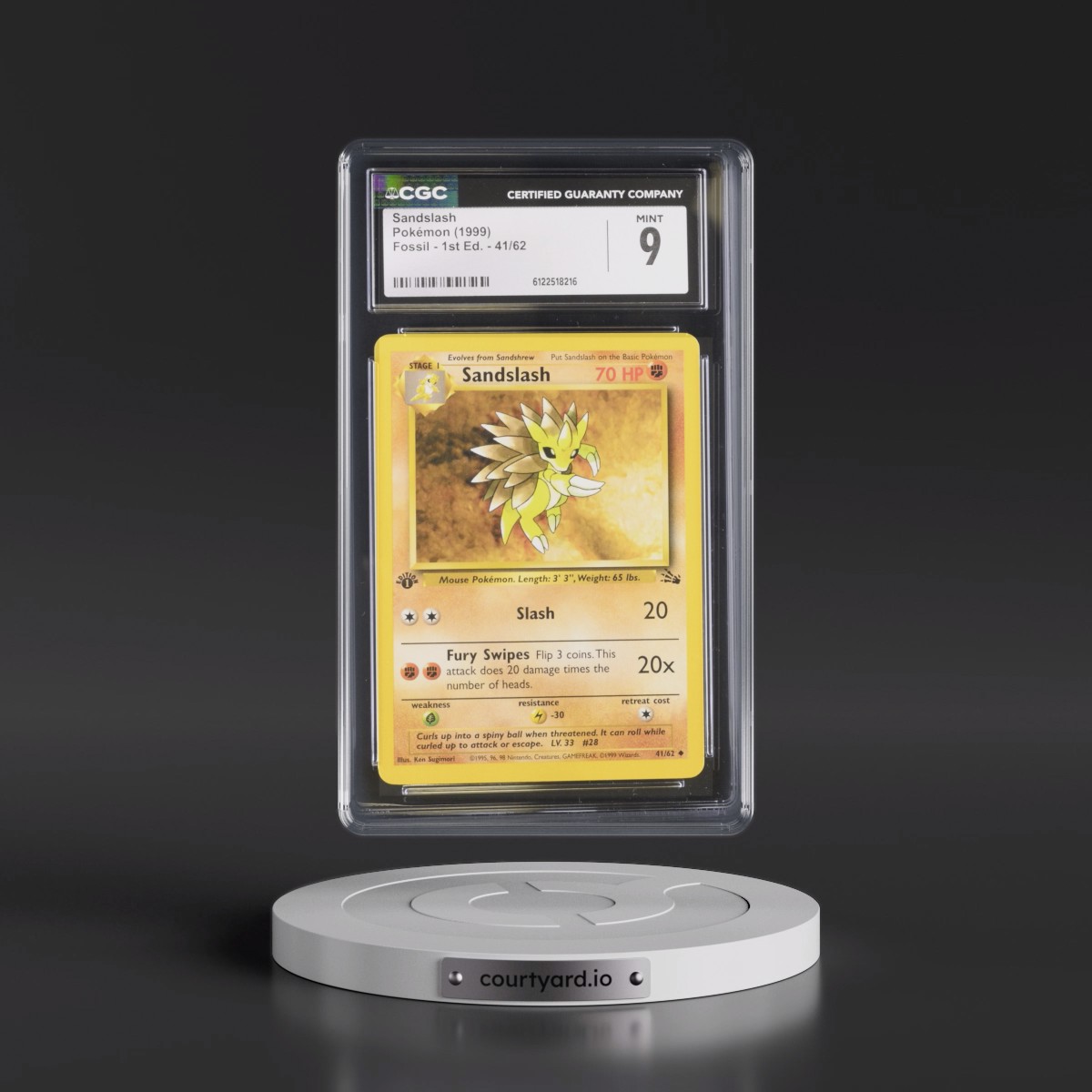1999 Fossil #41/62 Sandslash - 1st Edition 1st Edition (CGC 9 MINT)
