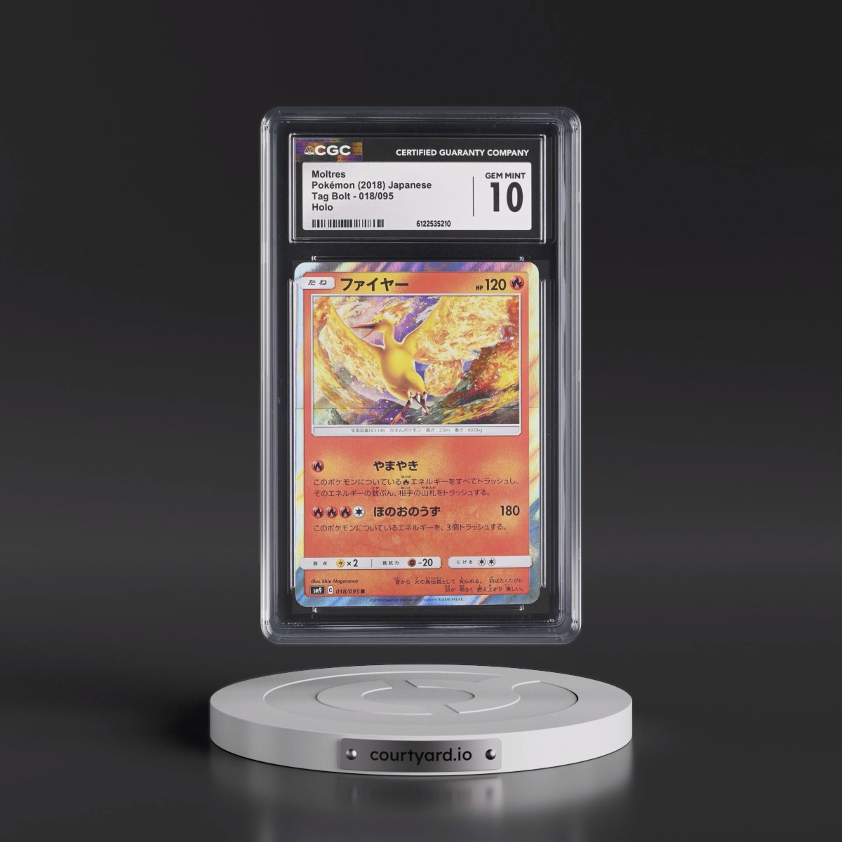 2018 Tag Bolt #018/095 Moltres - Holo (CGC 10 GEM MINT)