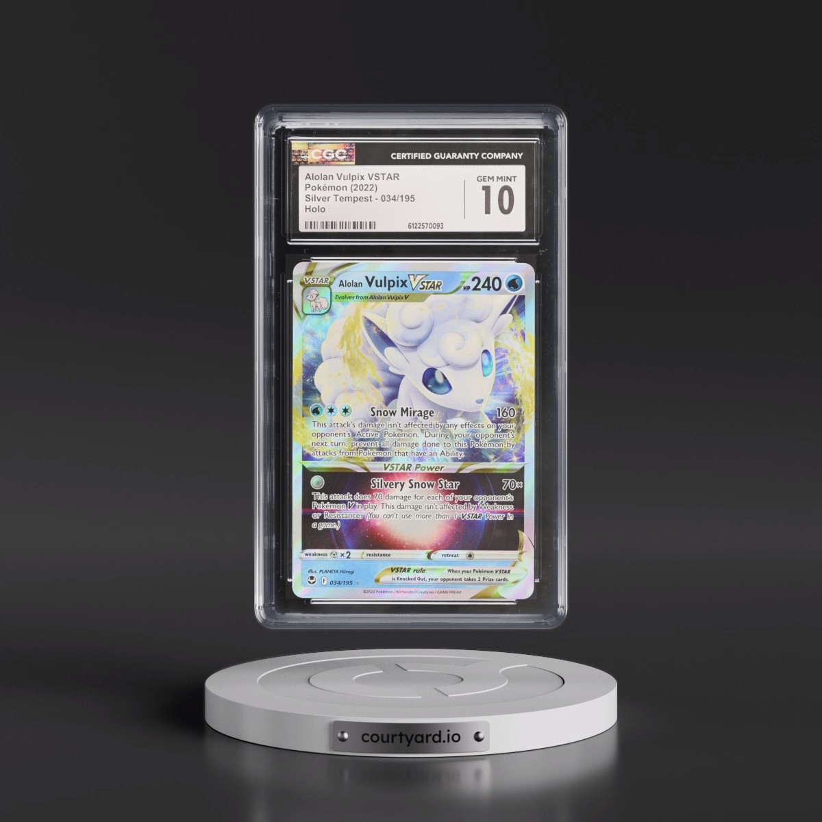 2022 Silver Tempest #034/195 Alolan Vulpix VSTAR - Holo (CGC 10 GEM MINT)