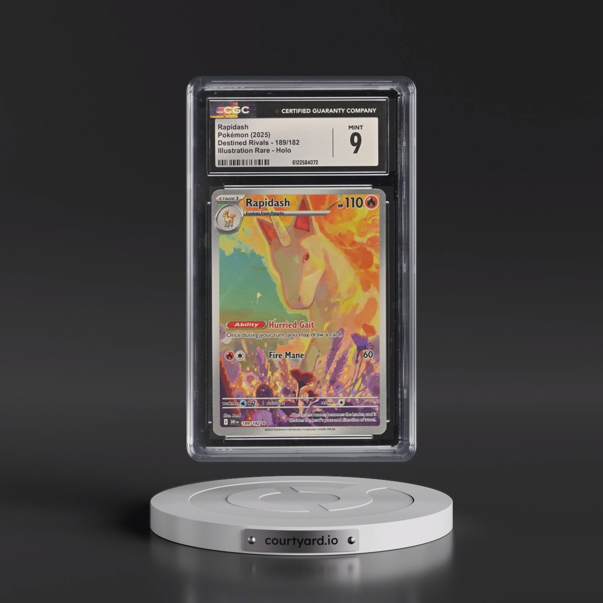 2025 Destined Rivals - DRI EN #189/182 Rapidash - Illustration Rare Holo (CGC 9 MINT)