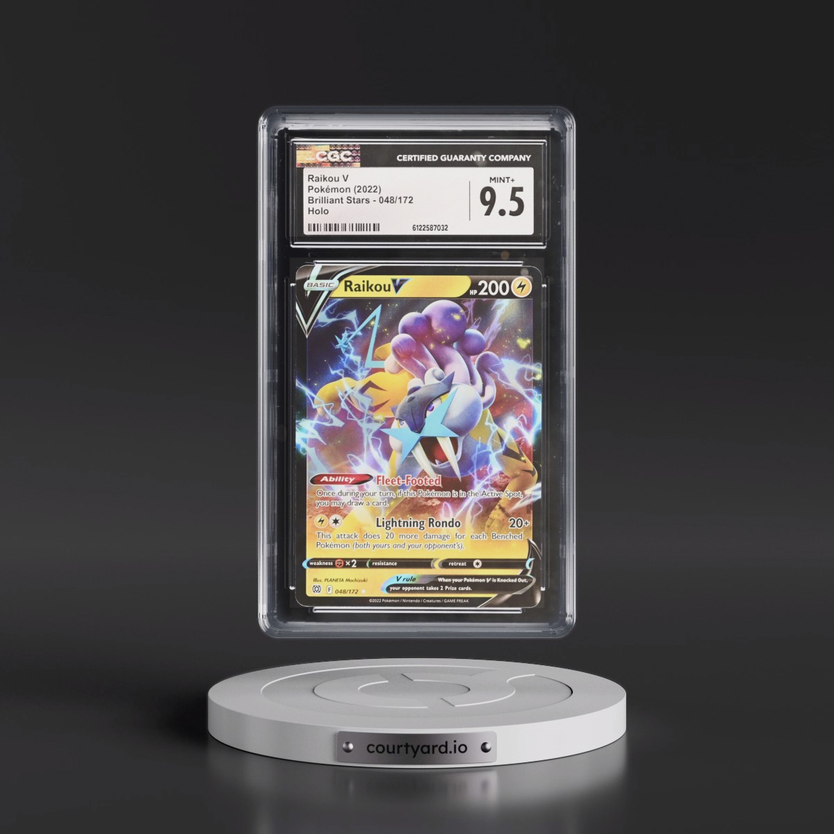 2022 Brilliant Stars #048/172 Raikou V - Holo (CGC 9.5 MINT+)