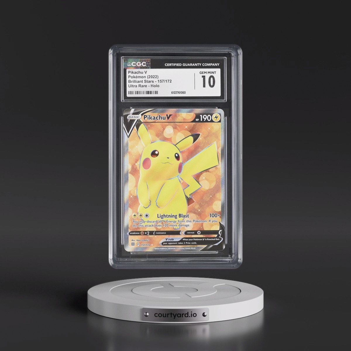 2022 Brilliant Stars #157/172 Pikachu V - Ultra Rare Holo (CGC 10 GEM MINT)