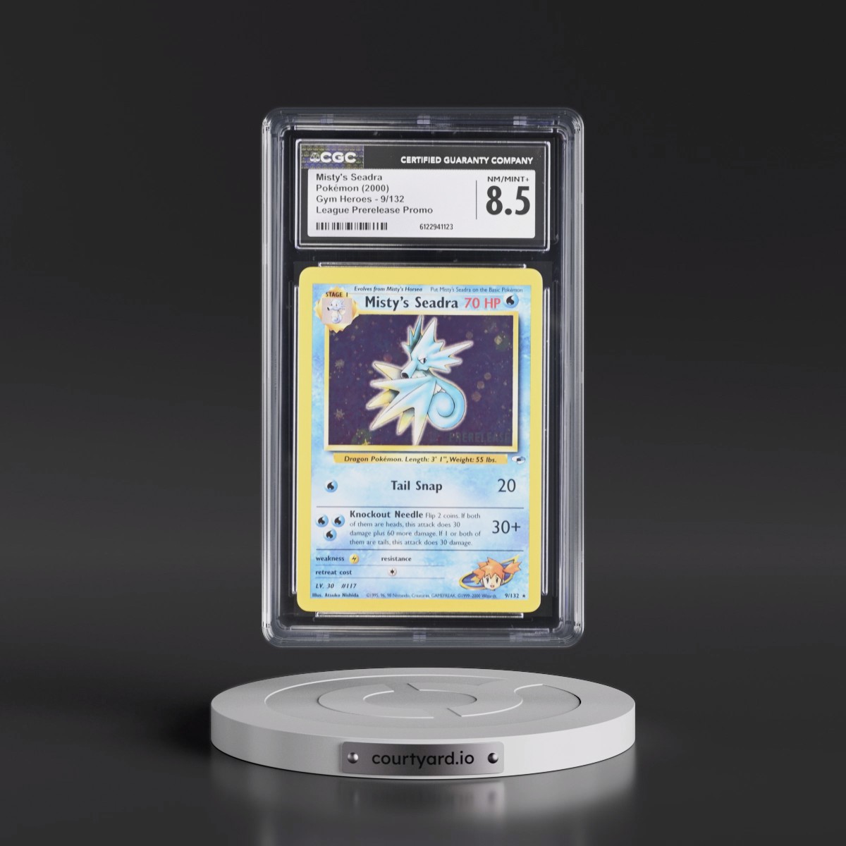 2000 Gym Heroes #9/132 Misty's Seadra - League Prerelease Promo (Holo) (CGC 8.5 NM-MT+)