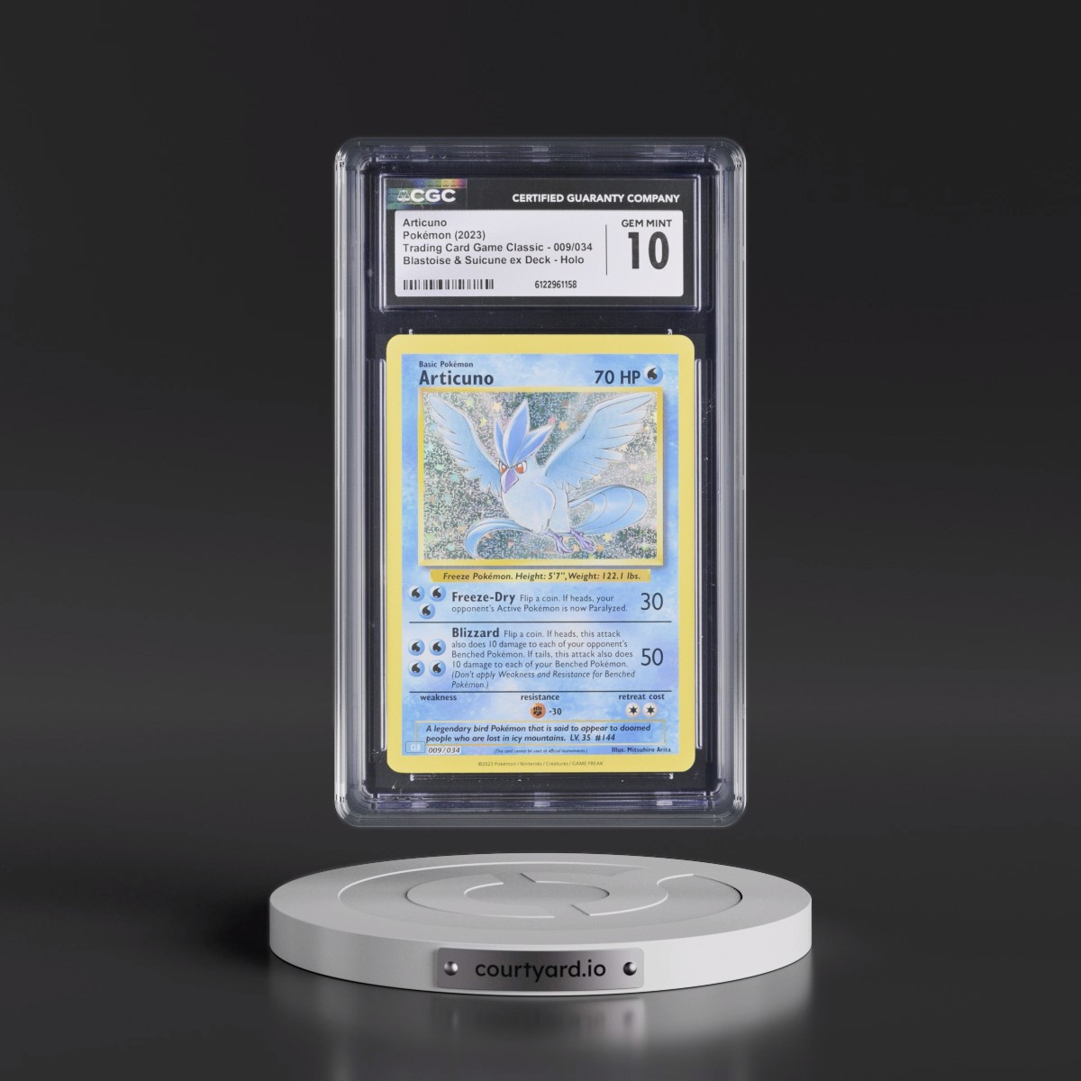 2023 Trading Card Game Classic - CLV, CLC, CLB #009/034 Articuno - Blastoise & Suicune ex Deck - CLB Holo (CGC 10 GEM MINT)