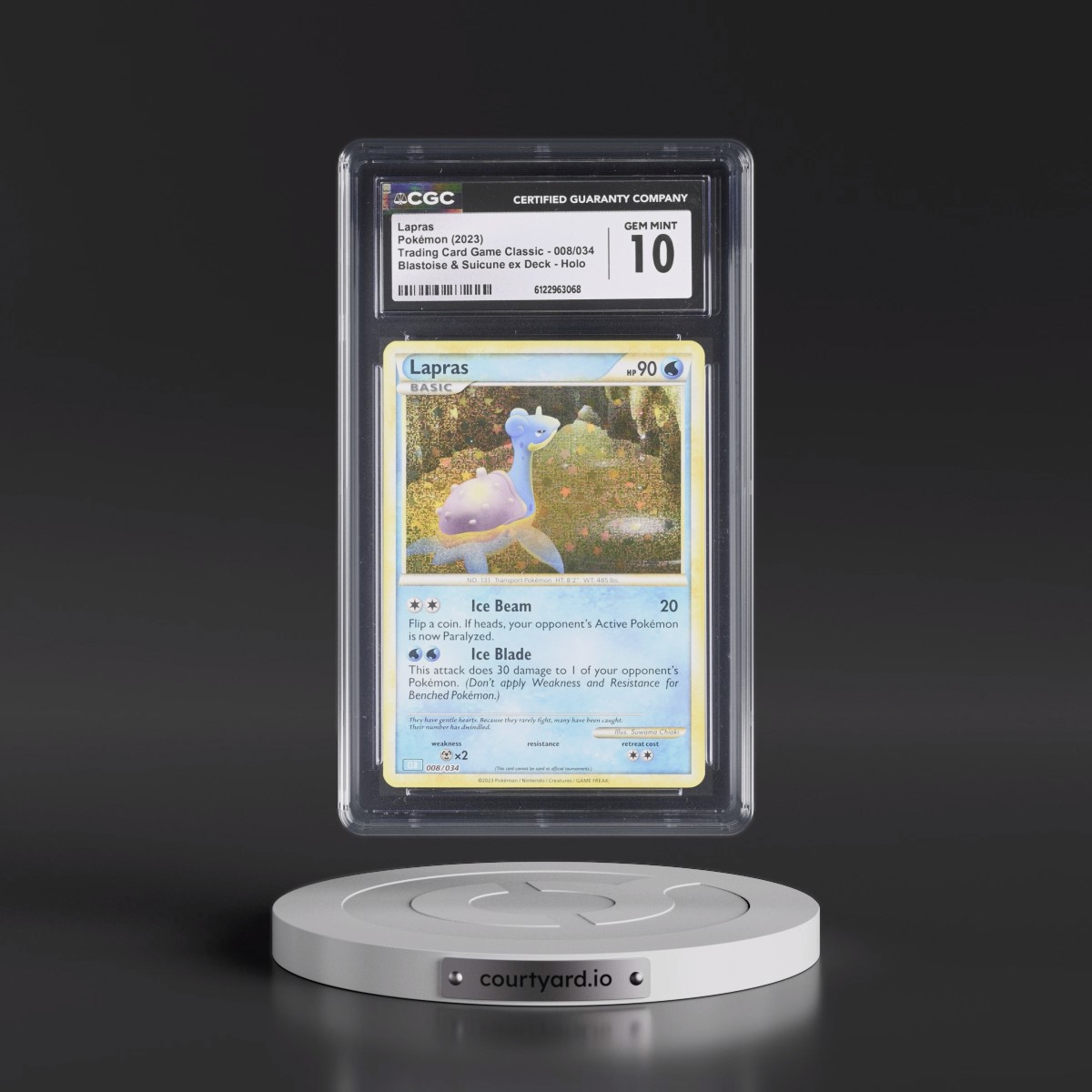 2023 Trading Card Game Classic - CLV, CLC, CLB #008/034 Lapras - Blastoise & Suicune ex Deck - CLB Holo (CGC 10 GEM MINT)