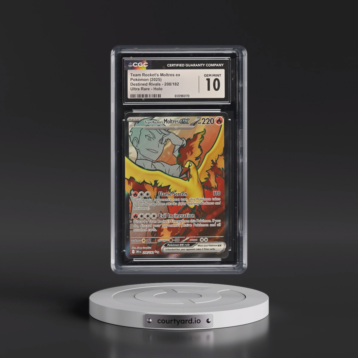 2025 Destined Rivals - DRI EN #208/182 Team Rocket's Moltres ex - Ultra Rare Holo (CGC 10 GEM MINT)